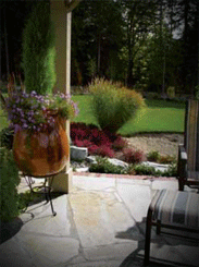 mutual-materials-flagstone-patio flagstone patio with furniture and plants